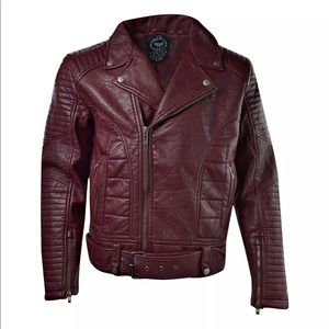 Heavy 100% Leather Deep Burgandy  bomber Jacket